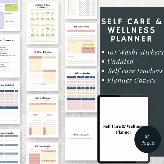 Colorful Self Care & wellness planner